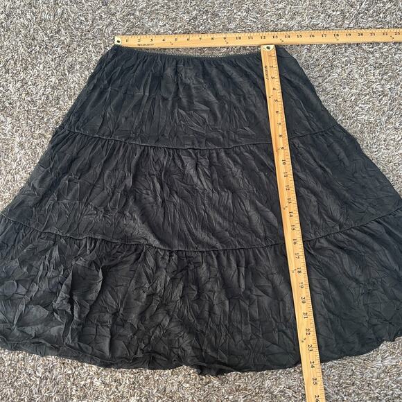 Tiered Broomstick Skirt Plus Size 1X Black Solid Crinkle Fairy Grunge Goth Y2K - Picture 10 of 10